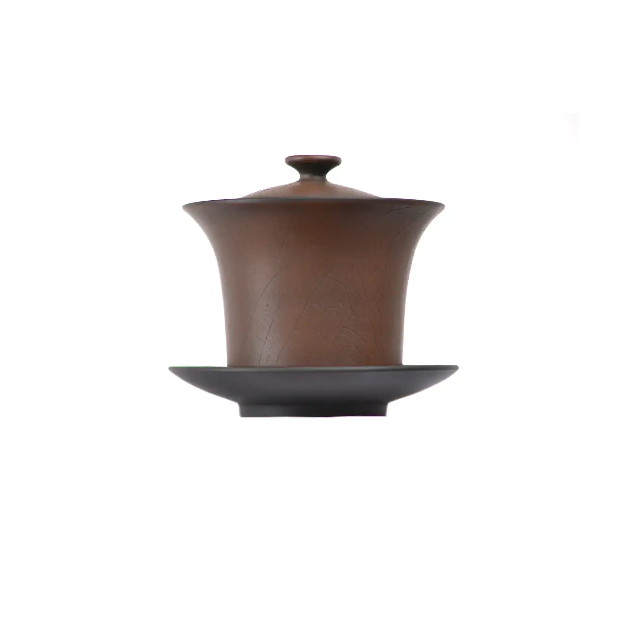 Jianshui zitao Gaiwan with with Bodhi detail, smooth surface, and matching saucer
