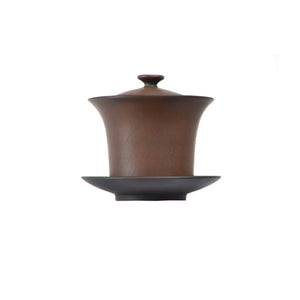 Jianshui zitao Gaiwan with with Bodhi detail, smooth surface, and matching saucer