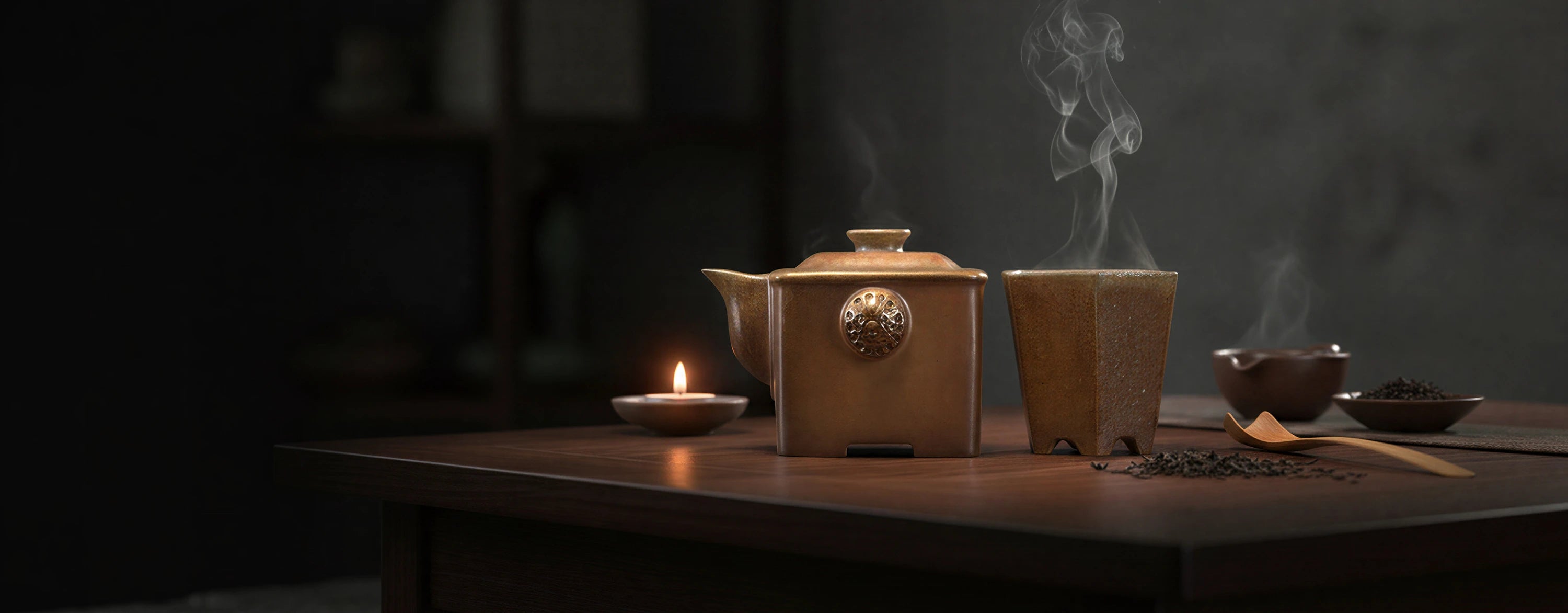 One-of-a-kind handcrafted Jianshui zitao teaware showcasing traditional wood-fired craftsmanship