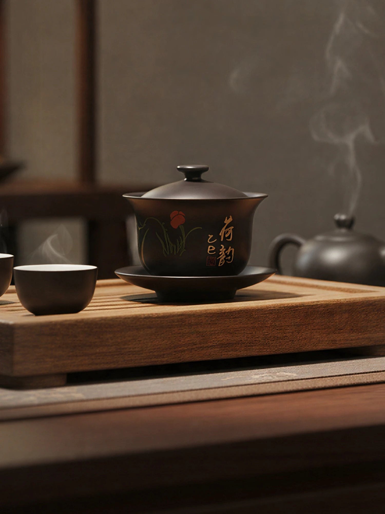 Traditional Jianshui zitao teaware in a quiet tea scene, highlighting form and atmosphere