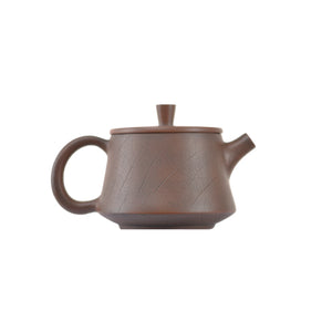 Alternate side view of clay teapot No.9 featuring Bodhi pattern detailing and traditional form