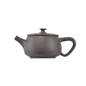 Handcrafted clay teapot No.2 with gold band and smooth unglazed surface