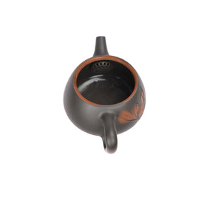 Interior view of PorSva No.39 Hanwa clay teapot showing natural unglazed
