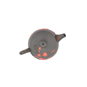 Top view of PorSva No.43 Hanwa plum blossom clay teapot showing lid design and sculptural details