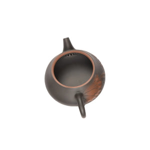 Open view of clay teapot No.5 showing natural interior and pouring structure