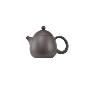 Side view of clay teapot No.6 with smooth uncarved surface