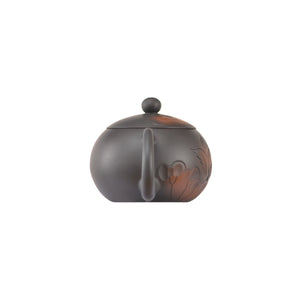 Back view of handcrafted clay teapot No.7 with clean plain finish