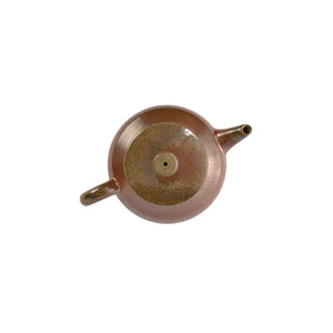 Top view of PorSva No.45 wood-fired teapot showing lid and organic kiln-fired surface texture