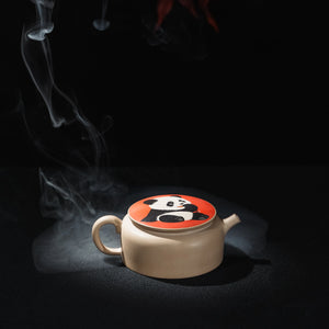 Handmade Jianshui panda inlay teapot for gongfu tea