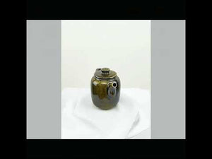 360° rotating view of PorSva No.66 wood-fired Jianshui clay teapot showing natural kiln effects