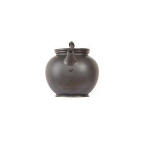 Jianshui zitao black clay plain teapot, front view with spout.