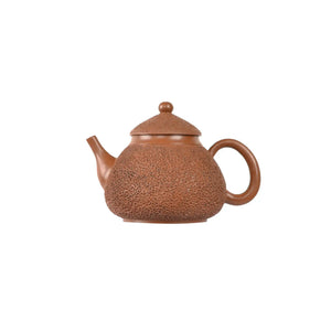 Jianshui zitao red clay needle-textured pear-shaped teapot, front view with spout