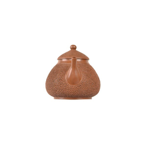 Jianshui zitao red clay needle-textured pear-shaped teapot, front view with spout