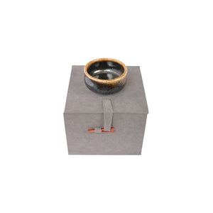 Jianshui zitao wood-fired cup presented in a gift box, highlighting its handcrafted character