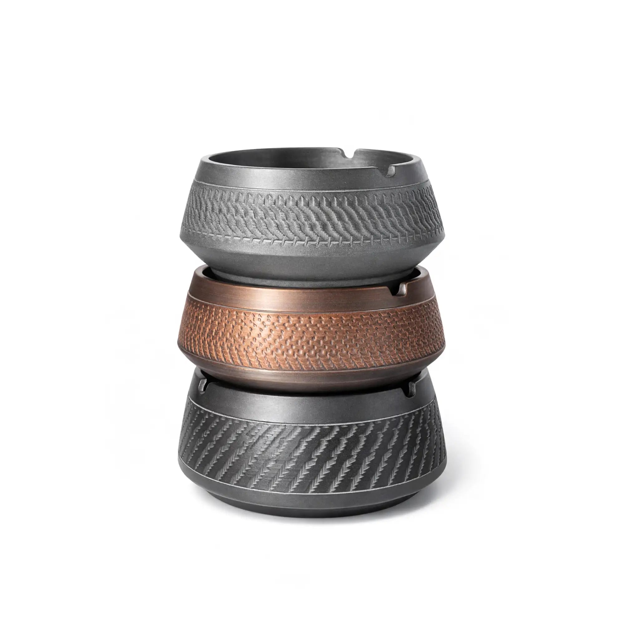 Jianshui zitao (purple pottery) ashtray with a textured surface and unglazed matte finish