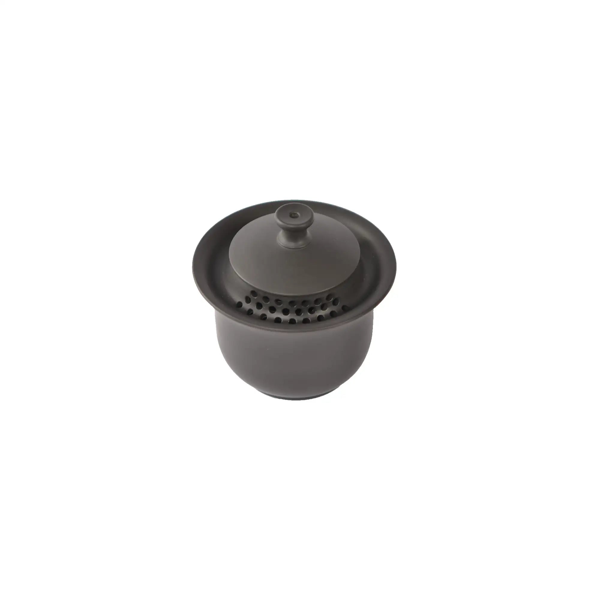 Handmade pottery Gaiwan featuring a vented lid and integrated perforations for controlled pouring.