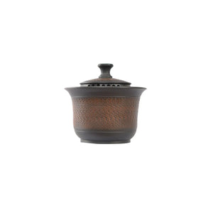 Jianshui zitao gaiwan tea bowl with chattered texture and built-in strainer holes
