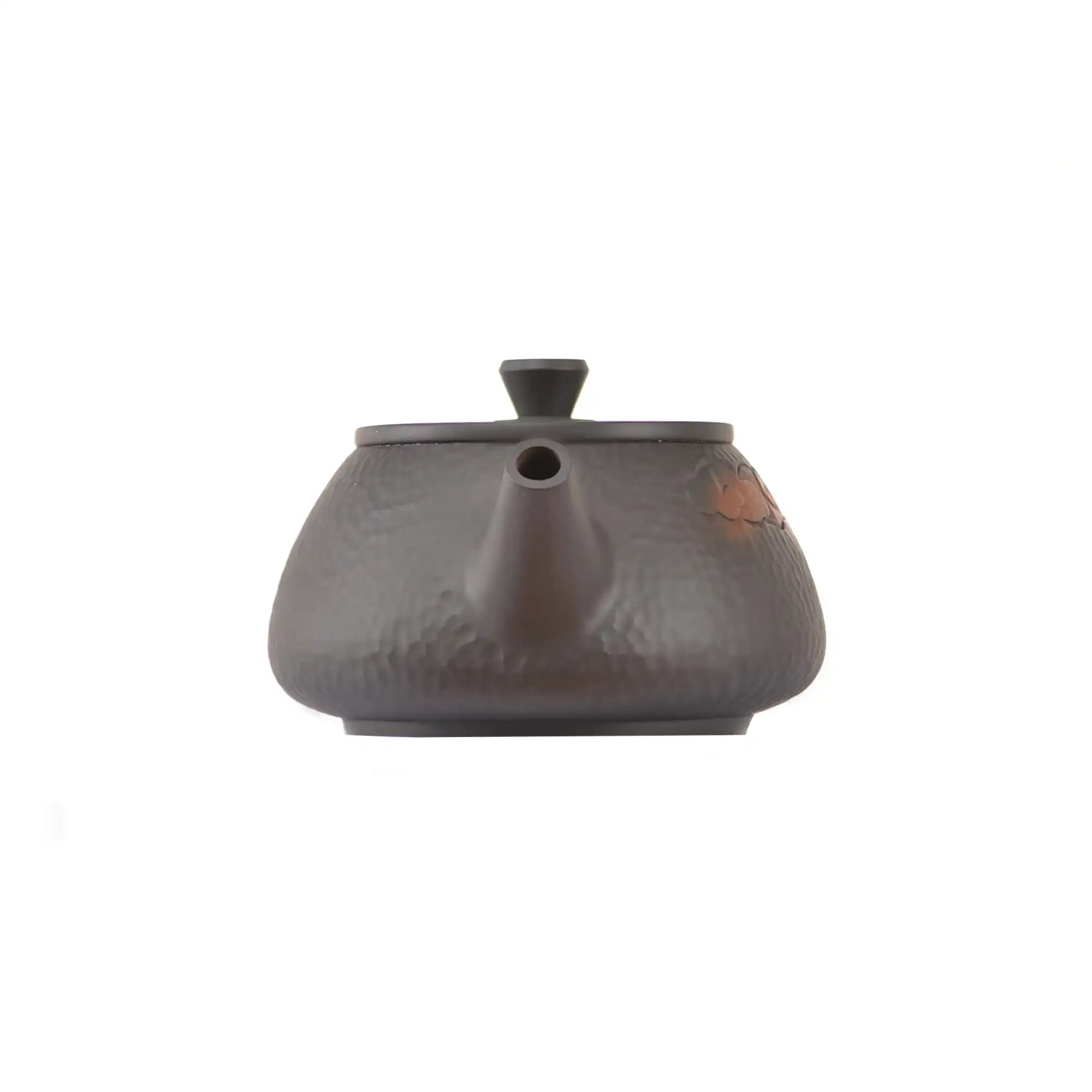 Handcrafted clay teapot No.14 featuring hammered texture and cloud pattern detailing