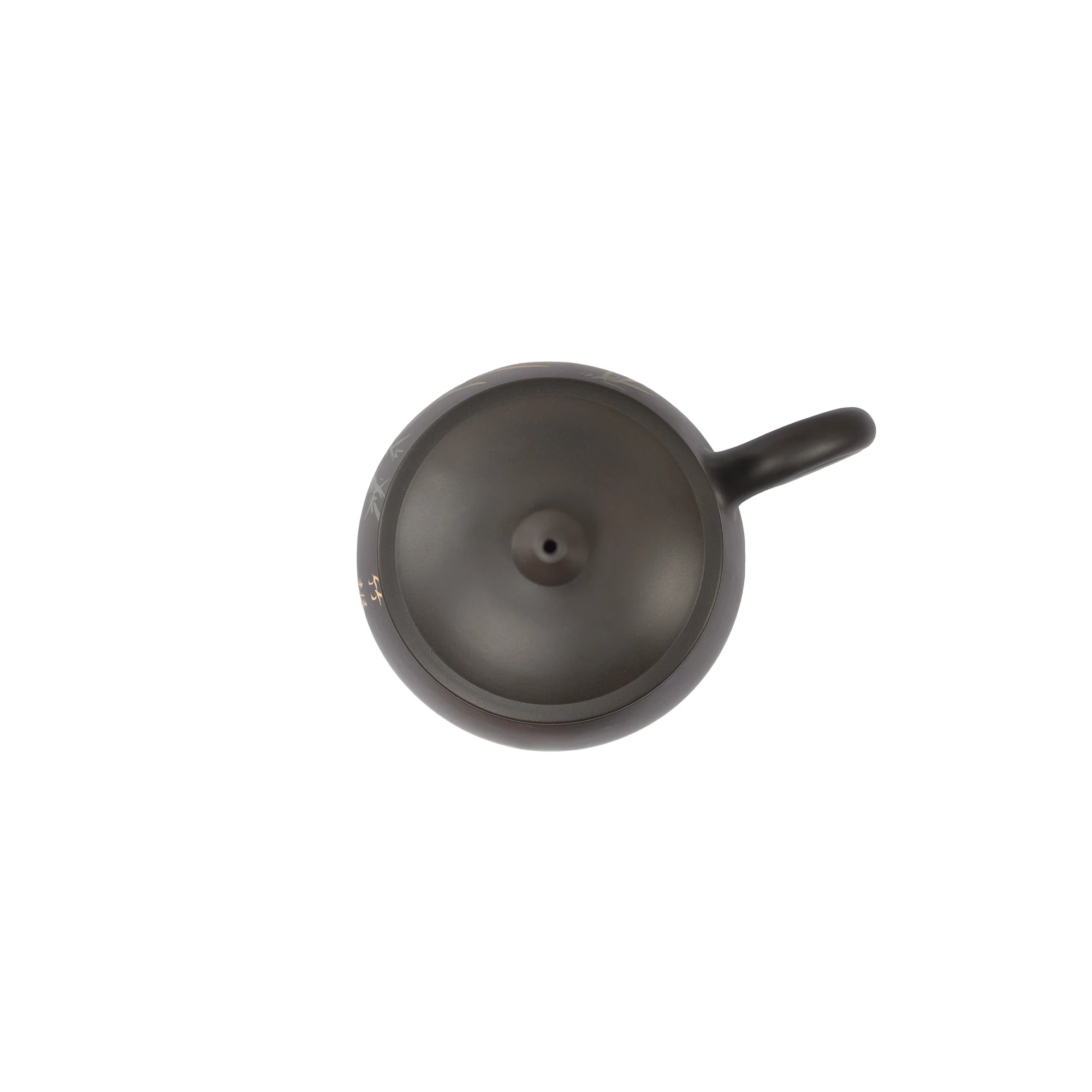 Top view of a Jianshui zitao lidded office mug showing the lid and handle