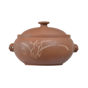 Handmade purple pottery steam pot (red clay) featuring traditional hand-engraved decoration.