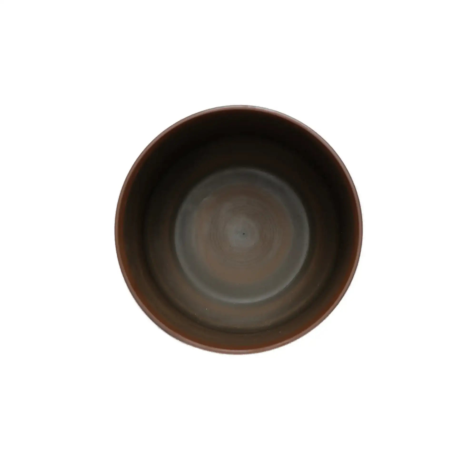 Top-down interior view of a Jianshui zitao tea canister (black) with smooth glazed interior