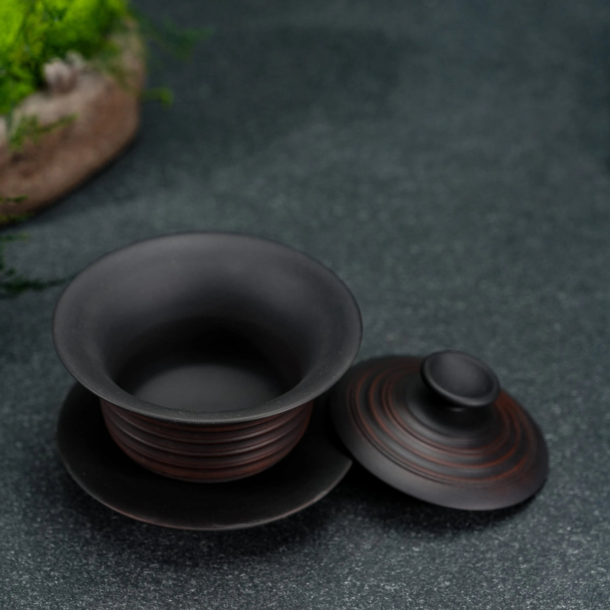 Jianshui rustic clay gaiwan with lid, bowl and saucer, 145ml