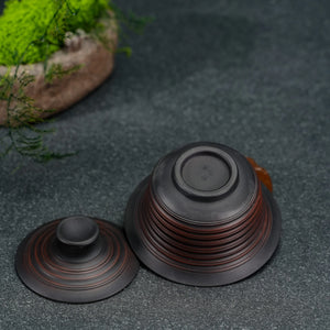 Jianshui clay gaiwan with lid, bowl and saucer separated