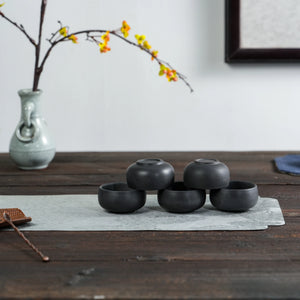 Handmade Jianshui black clay tea cups, each sold individually