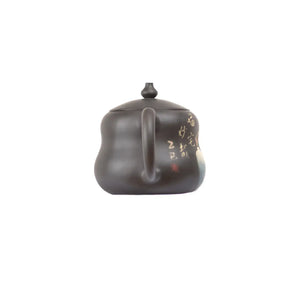 Back view of PorSva No.48 gourd-shaped clay teapot highlighting smooth clay surface