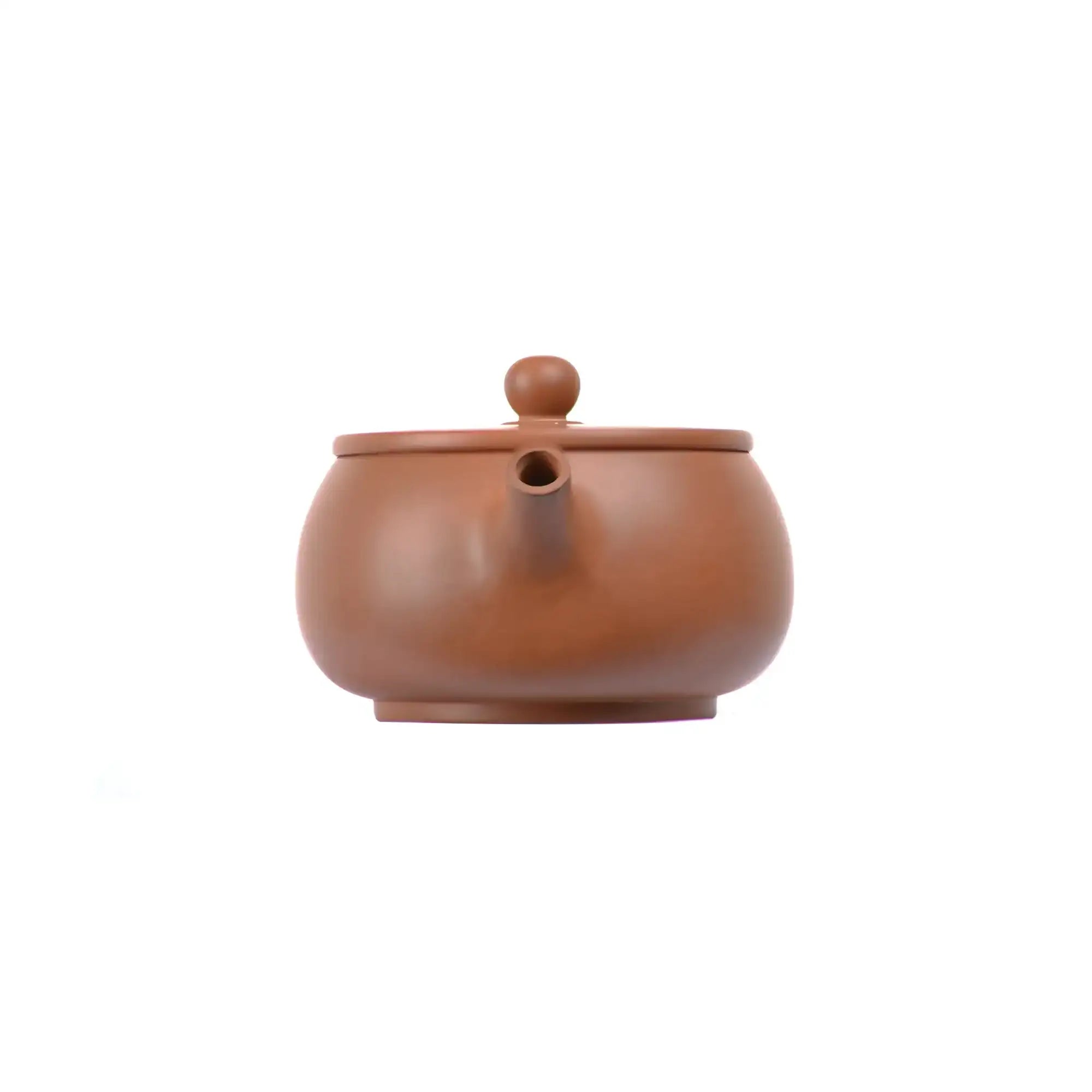 Front view of PorSva No.52 plain red clay teapot with natural unglazed surface