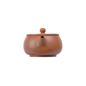Front view of PorSva No.52 plain red clay teapot with natural unglazed surface