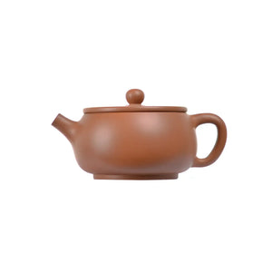 Front view of PorSva No.52 plain red clay teapot with natural unglazed surface