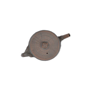 Top view of PorSva No.53 root-style clay teapot showing lid structure and root-inspired sculptural details