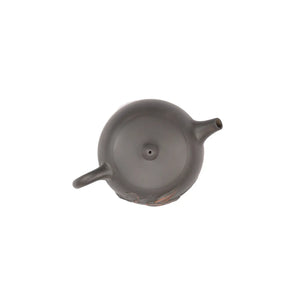 Top view of clay teapot No.17 highlighting lid shape and bamboo relief detail