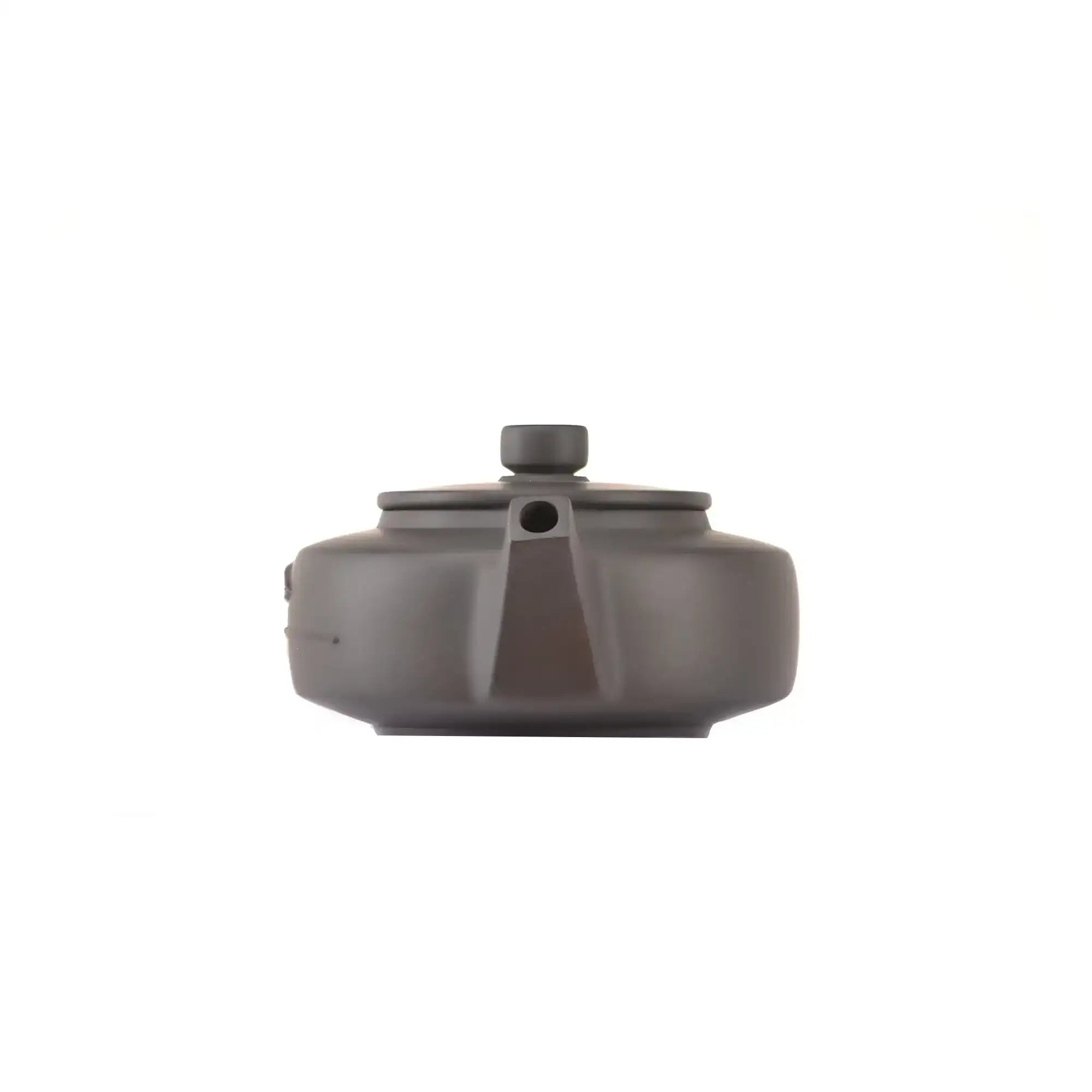 Handcrafted clay teapot No.18 featuring bamboo relief detailing and unglazed finish