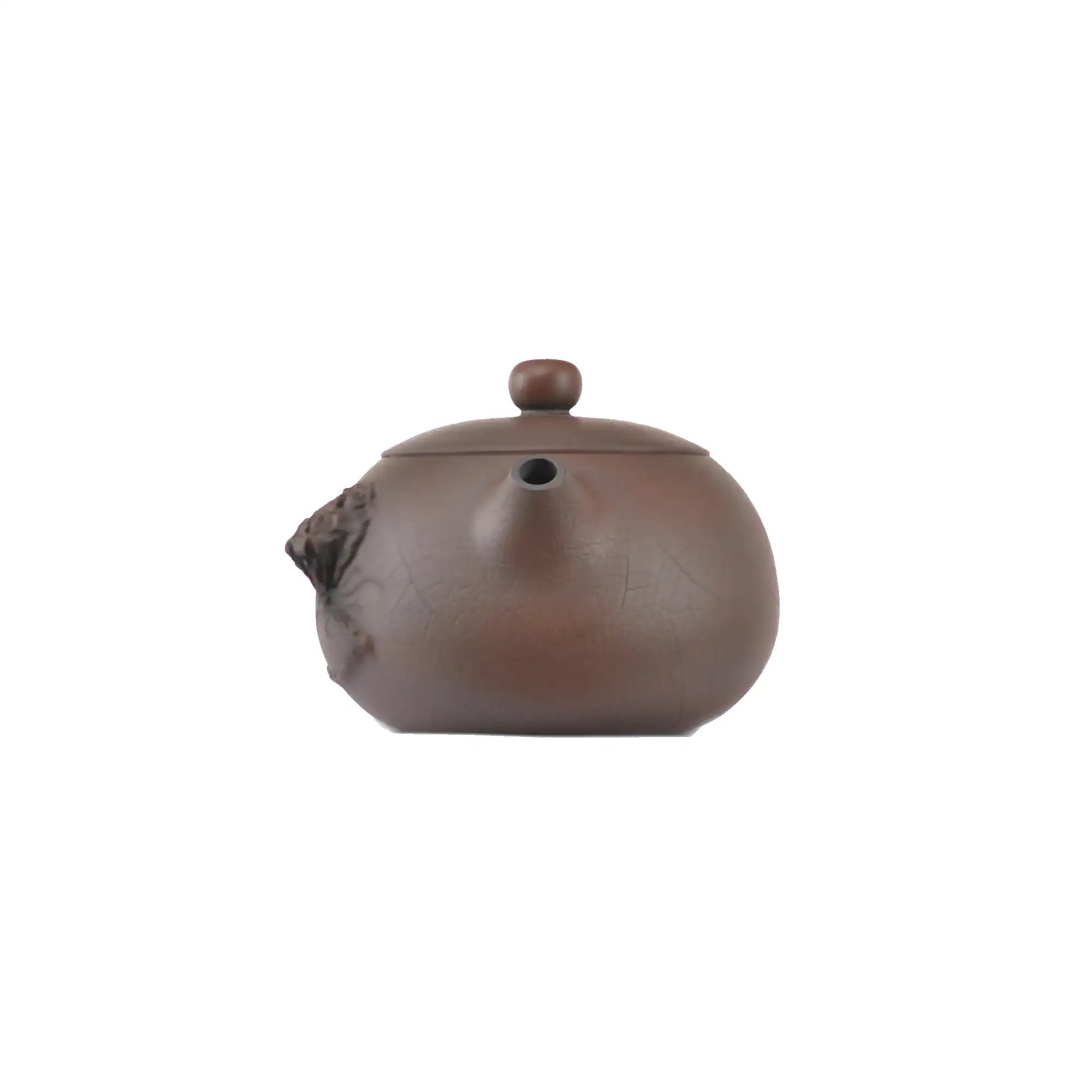Handcrafted clay teapot No.21 featuring Bodhi pattern and lotus pod relief detailing