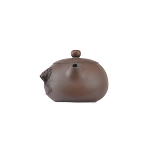 Handcrafted clay teapot No.21 featuring Bodhi pattern and lotus pod relief detailing