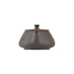 Handcrafted clay teapot No.23 featuring Bodhi pattern and peony relief detailing