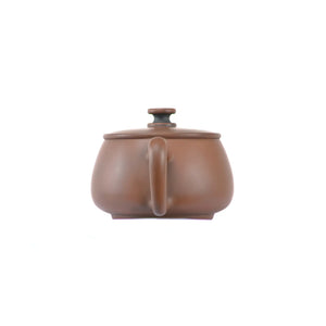 Back view of handcrafted  Hanwa clay teapot No.3 with clean uncarved design