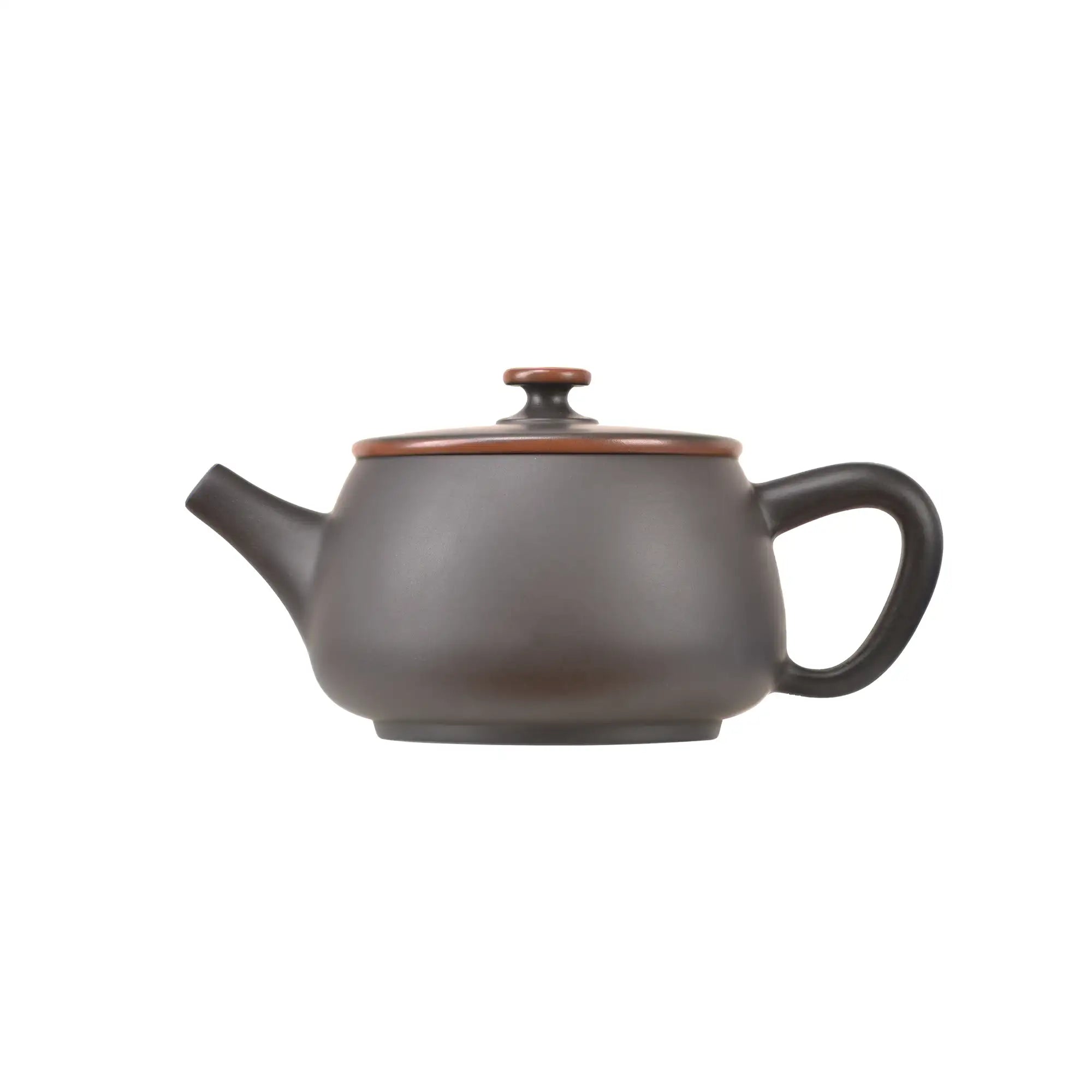 Handcrafted clay teapot No.1 with gold band and smooth unglazed finish