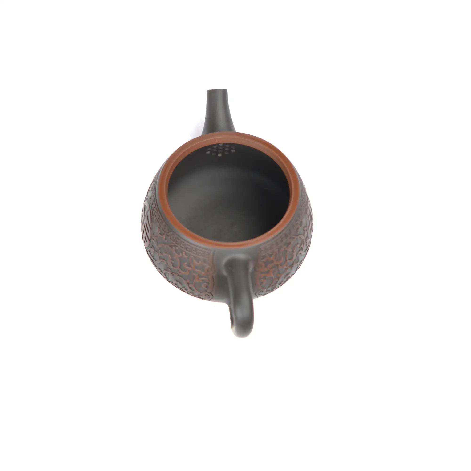 Interior view of PorSva No.36 Hanwa clay teapot displaying natural unglazed clay surface