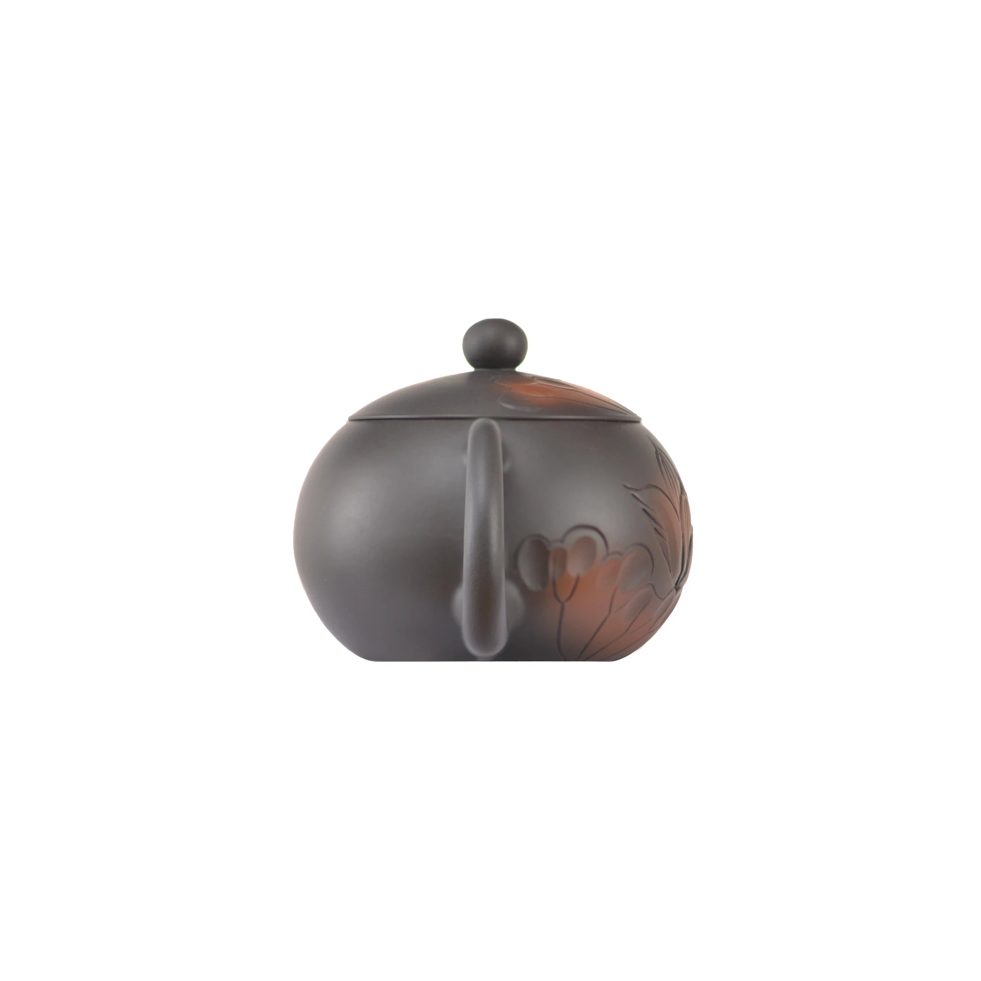 Back view of handcrafted clay teapot No.7 with clean plain finish
