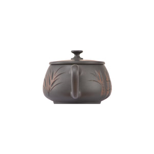 Back view of handcrafted clay teapot No.8 with clean plain finish