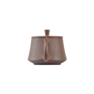 Back view of handcrafted clay teapot No.9 with clean plain finish