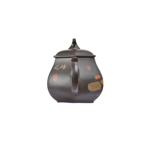 Back view of PorSva No.56 hexagonal clay teapot highlighting geometric six-sided form