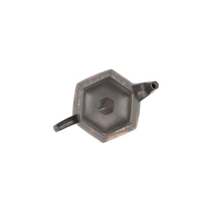 Top view of PorSva No.56 hexagonal clay teapot showing six-sided lid structure