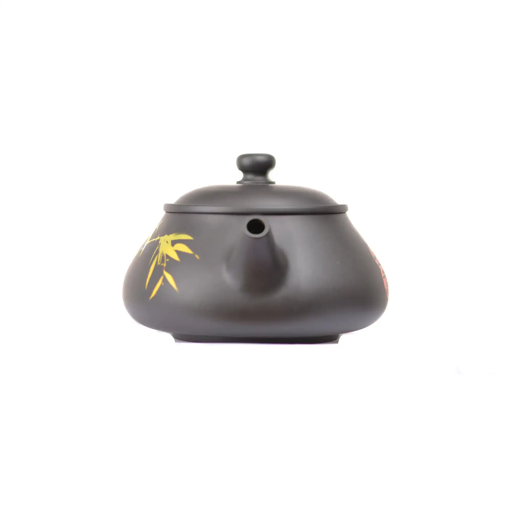 Handcrafted clay teapot No.26 featuring yin carving and yang inlay bamboo pattern