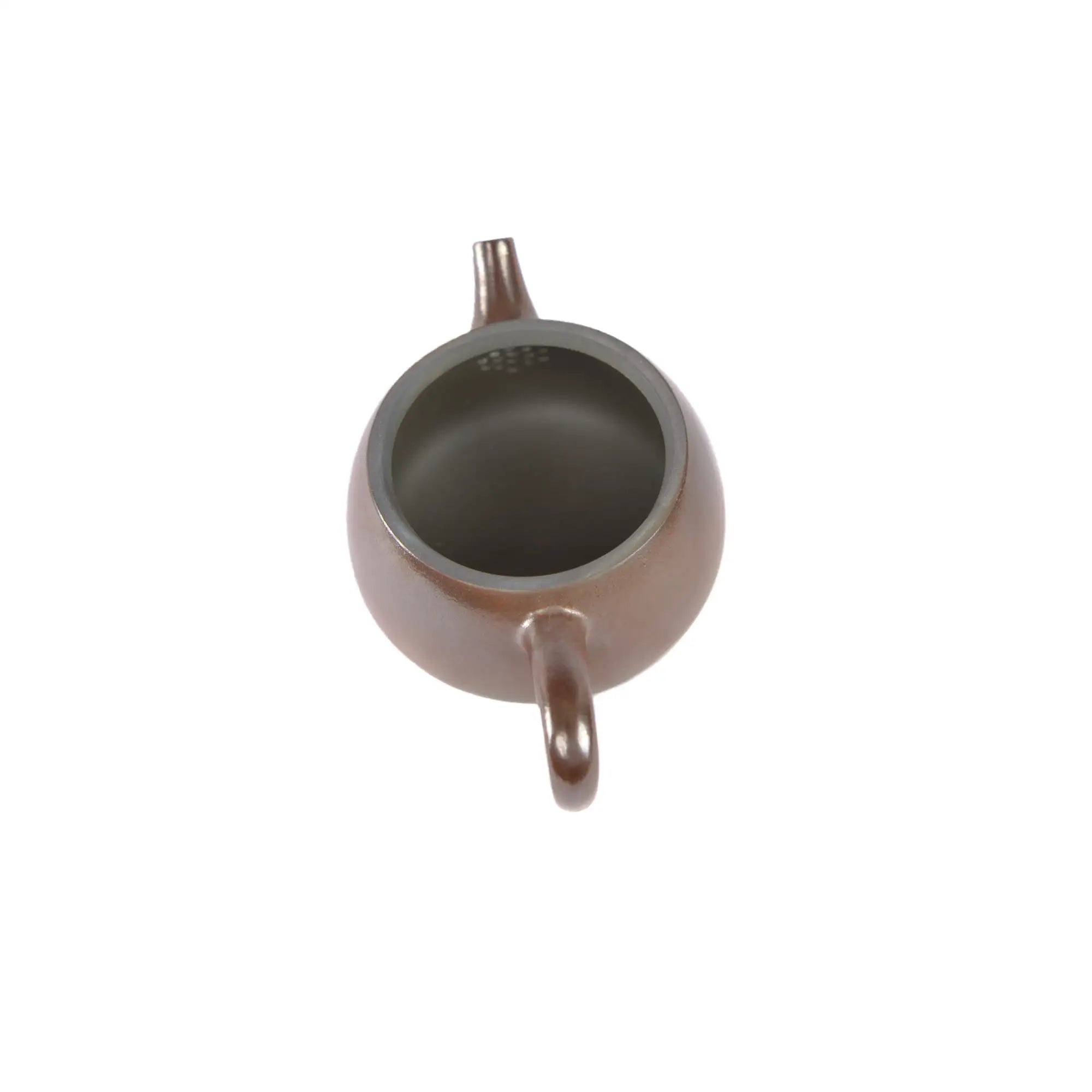 Interior view of PorSva No.44 wood-fired clay teapot with natural unglazed interior