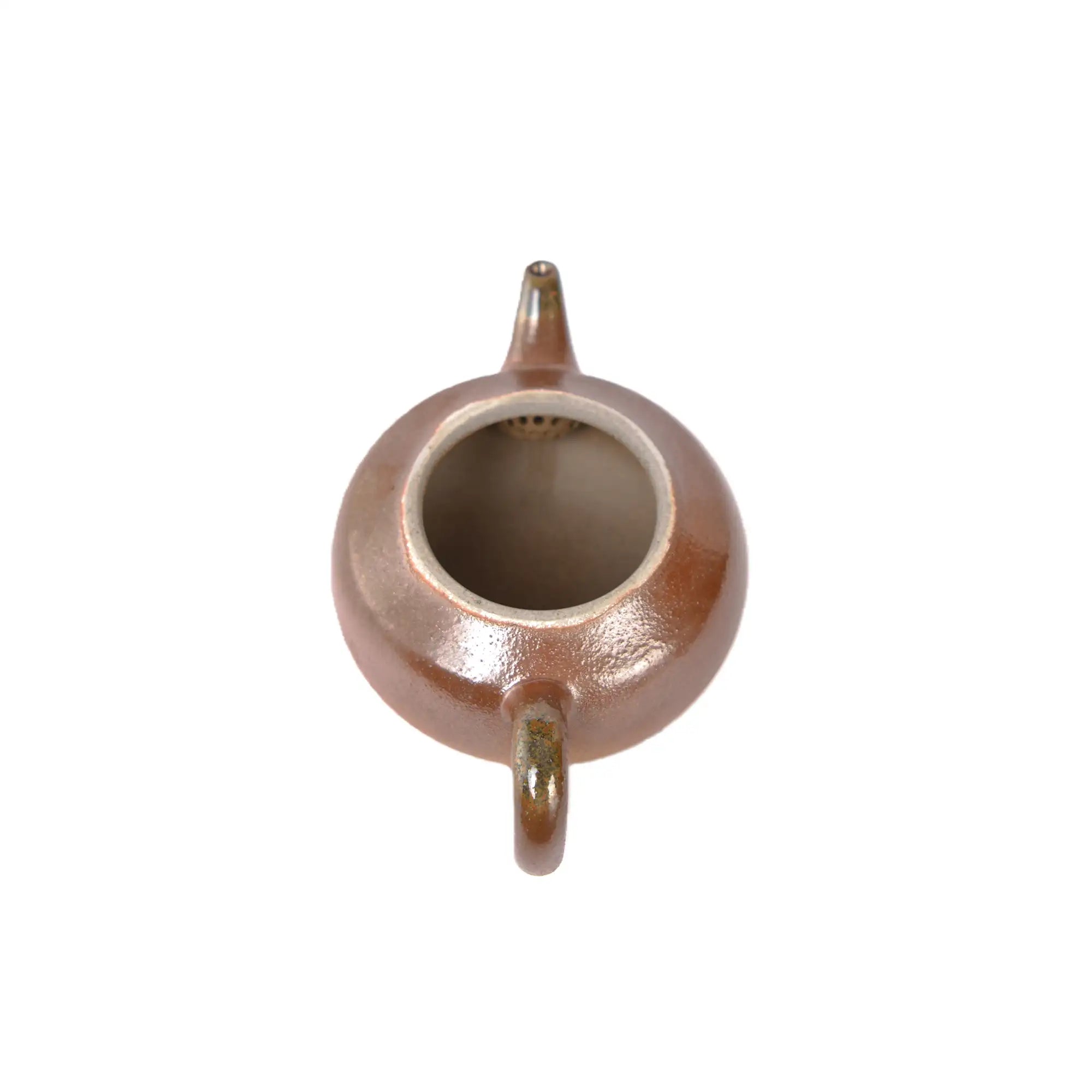 Interior view of PorSva No.45 wood-fired clay teapot with natural unglazed interior