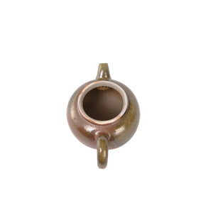 Interior view of PorSva No.46 wood-fired clay teapot with natural unglazed interior